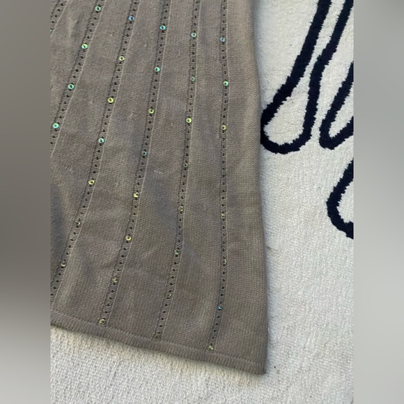 Alice and Olivia tan, wool and iridescent sequins rainbow dress Size L large EUC - Picture 6 of 6